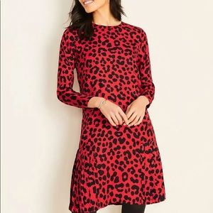 Ann Taylor Loft Cheetah Print Pleated Shift Dress
